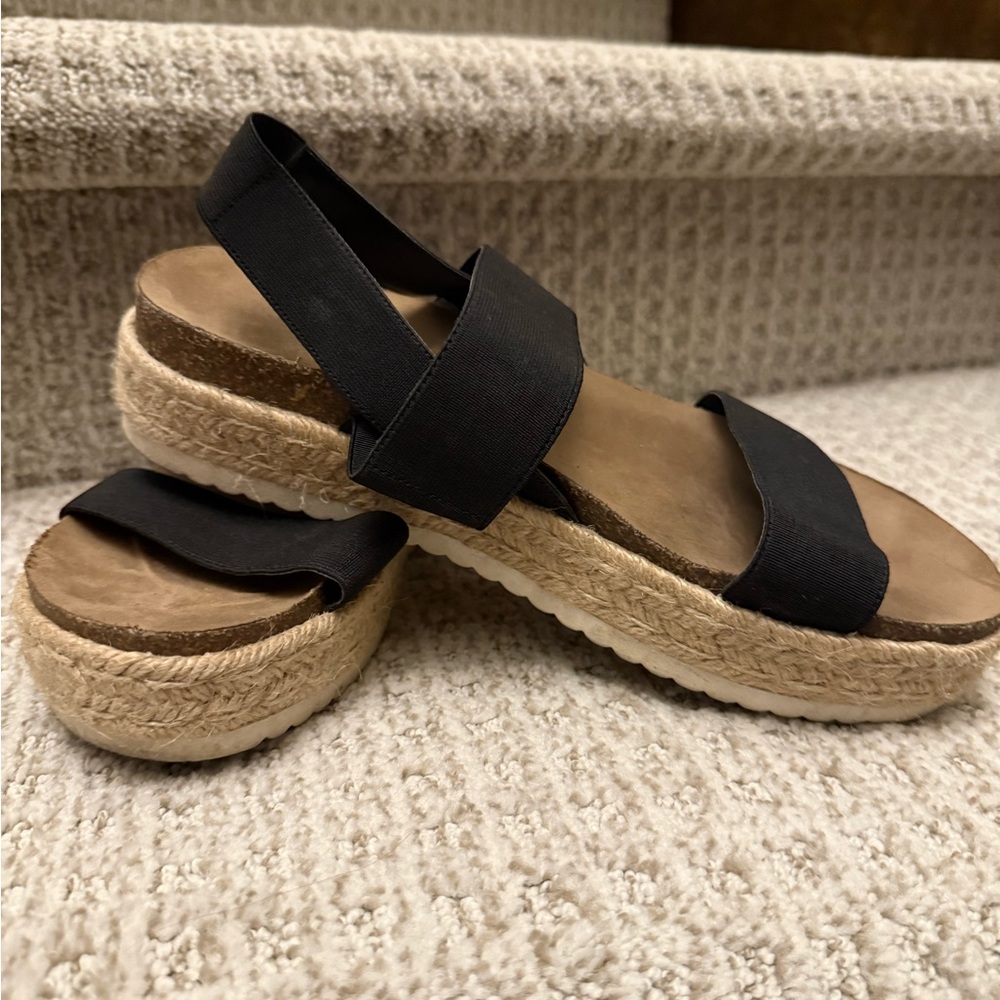 Women's Black Espadrille Sandals Size 8